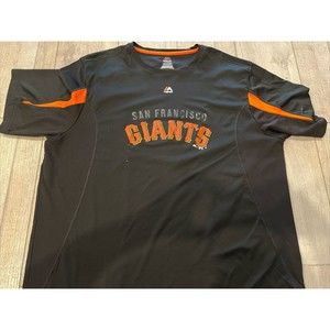 San Francisco Giants Shirt Men 2XL XXL Black Majestic Short Sleeve MLB Cool Base